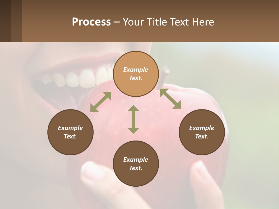 A Woman Biting Into An Apple With Her Mouth Open PowerPoint Template