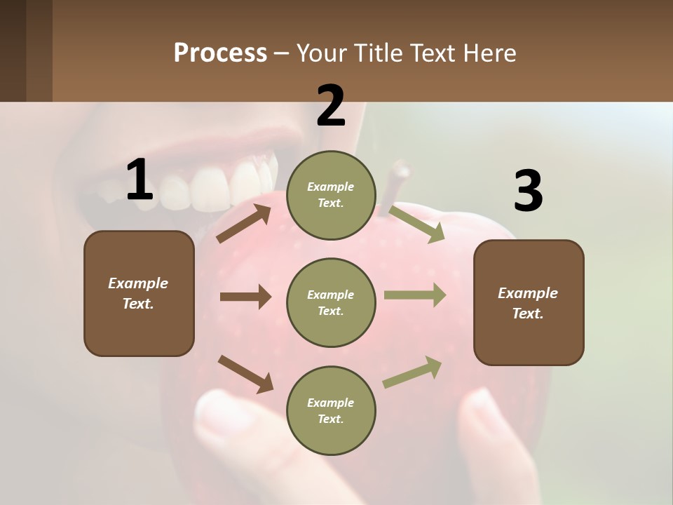 A Woman Biting Into An Apple With Her Mouth Open PowerPoint Template