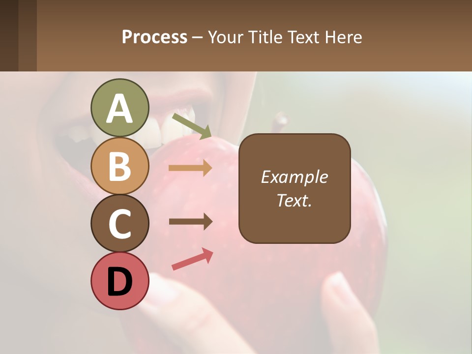 A Woman Biting Into An Apple With Her Mouth Open PowerPoint Template