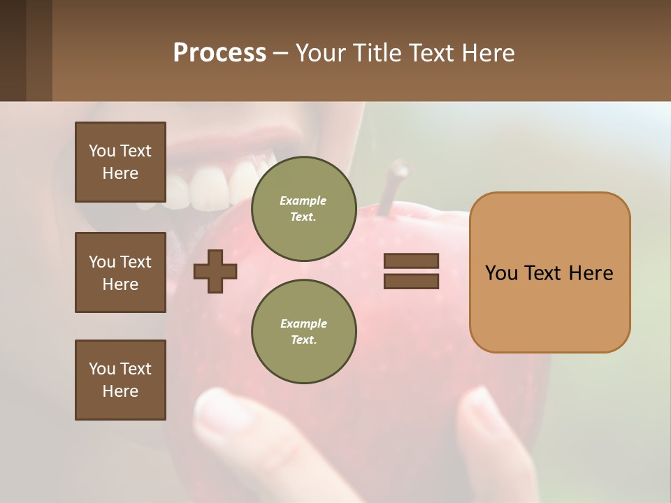 A Woman Biting Into An Apple With Her Mouth Open PowerPoint Template