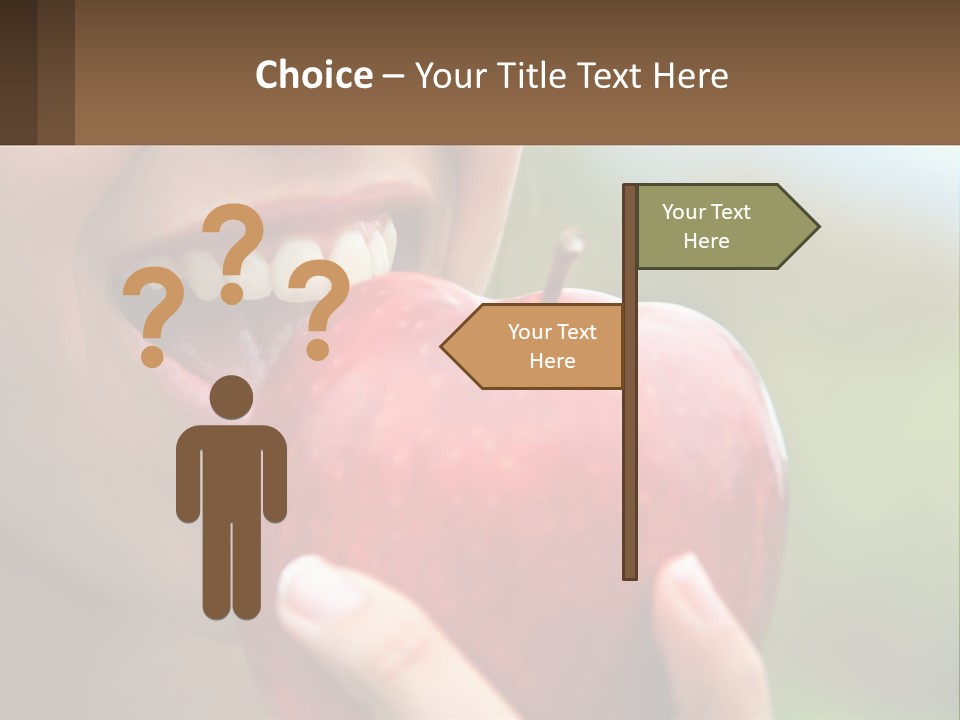A Woman Biting Into An Apple With Her Mouth Open PowerPoint Template