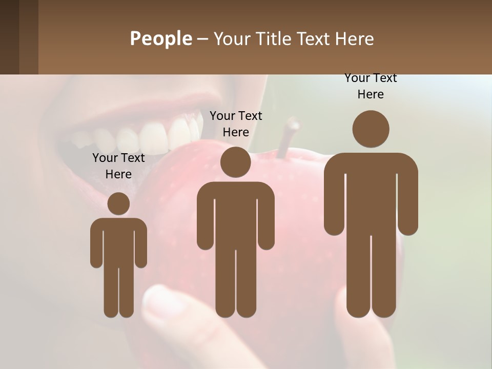 A Woman Biting Into An Apple With Her Mouth Open PowerPoint Template