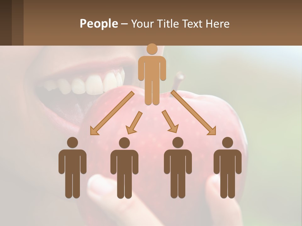 A Woman Biting Into An Apple With Her Mouth Open PowerPoint Template