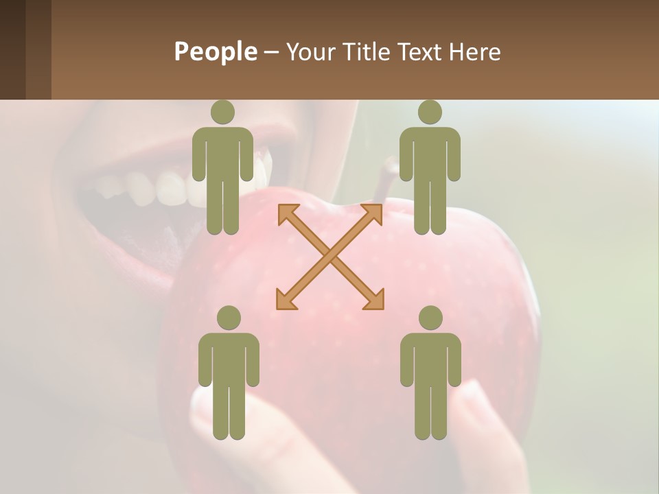 A Woman Biting Into An Apple With Her Mouth Open PowerPoint Template