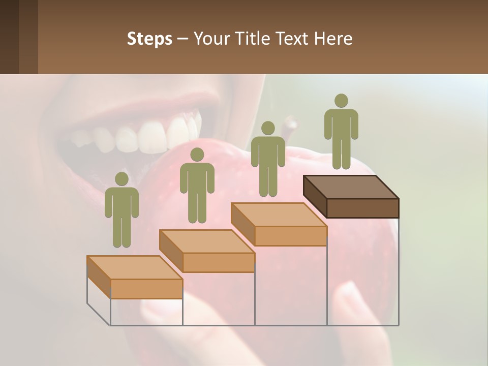 A Woman Biting Into An Apple With Her Mouth Open PowerPoint Template