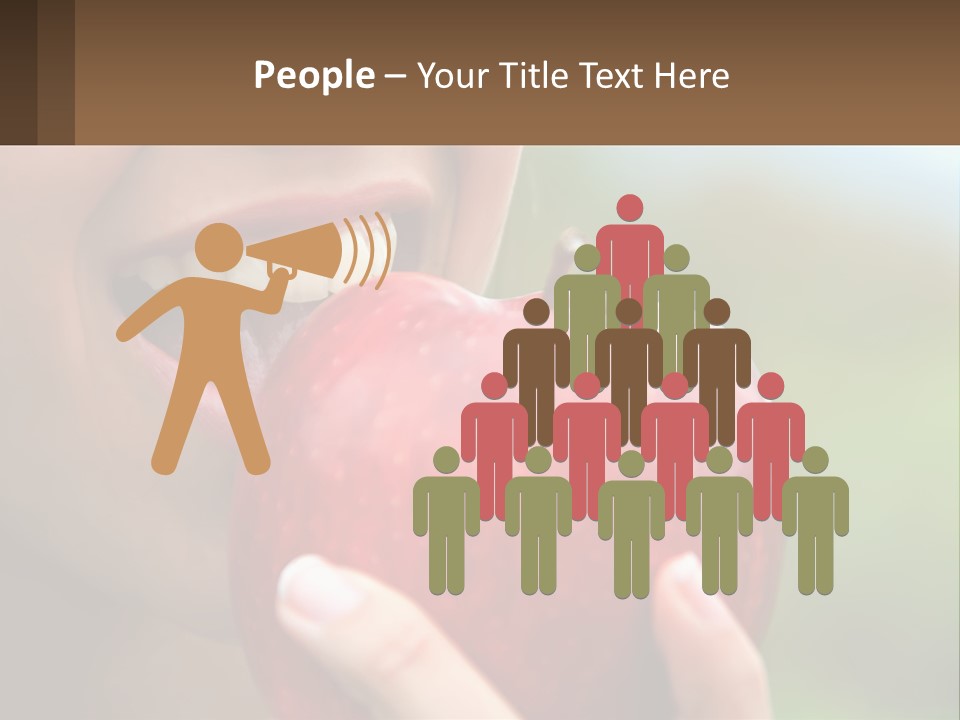 A Woman Biting Into An Apple With Her Mouth Open PowerPoint Template