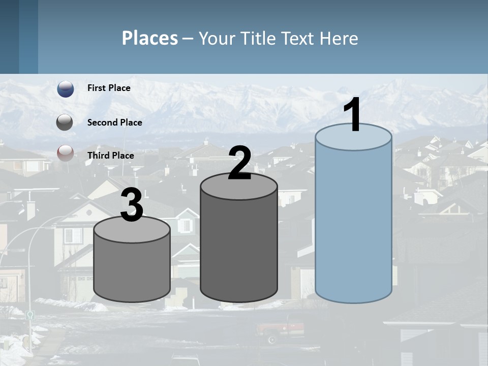 A Large Group Of Houses With Mountains In The Background PowerPoint Template