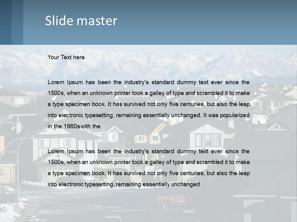 A Large Group Of Houses With Mountains In The Background PowerPoint Template
