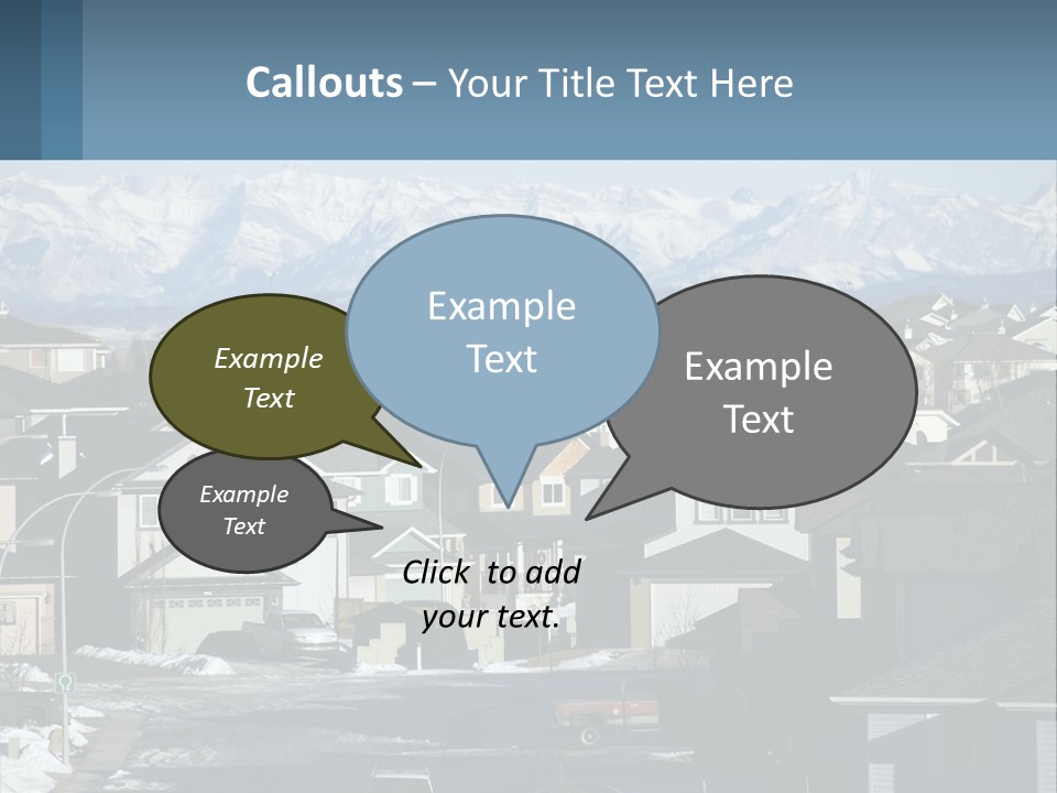 A Large Group Of Houses With Mountains In The Background PowerPoint Template