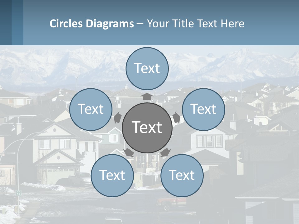 A Large Group Of Houses With Mountains In The Background PowerPoint Template