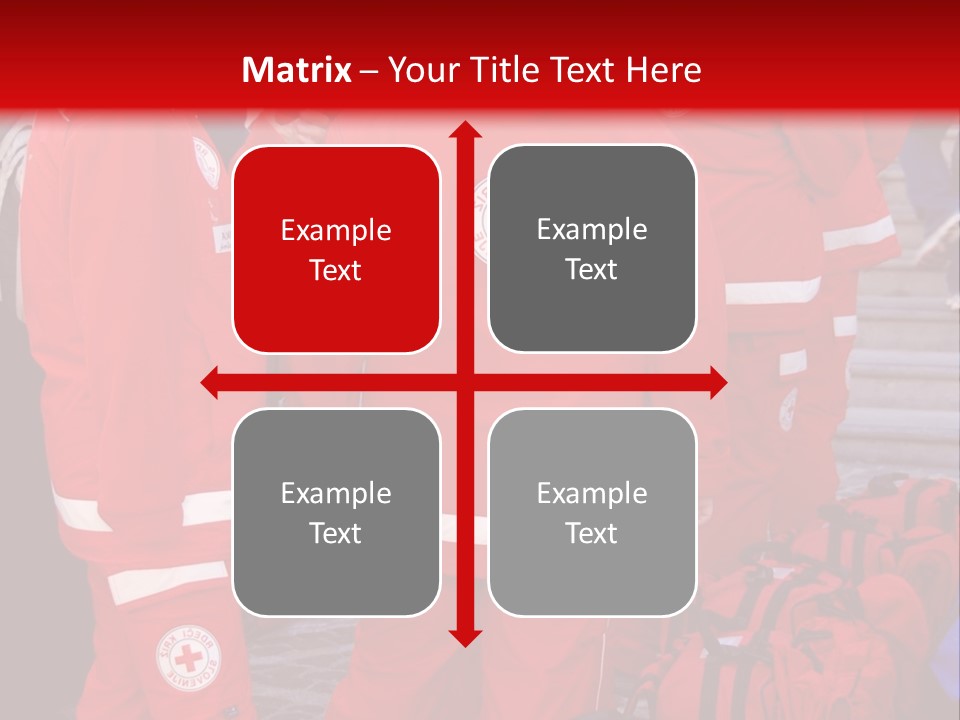 A Group Of People In Red Uniforms With Luggage PowerPoint Template