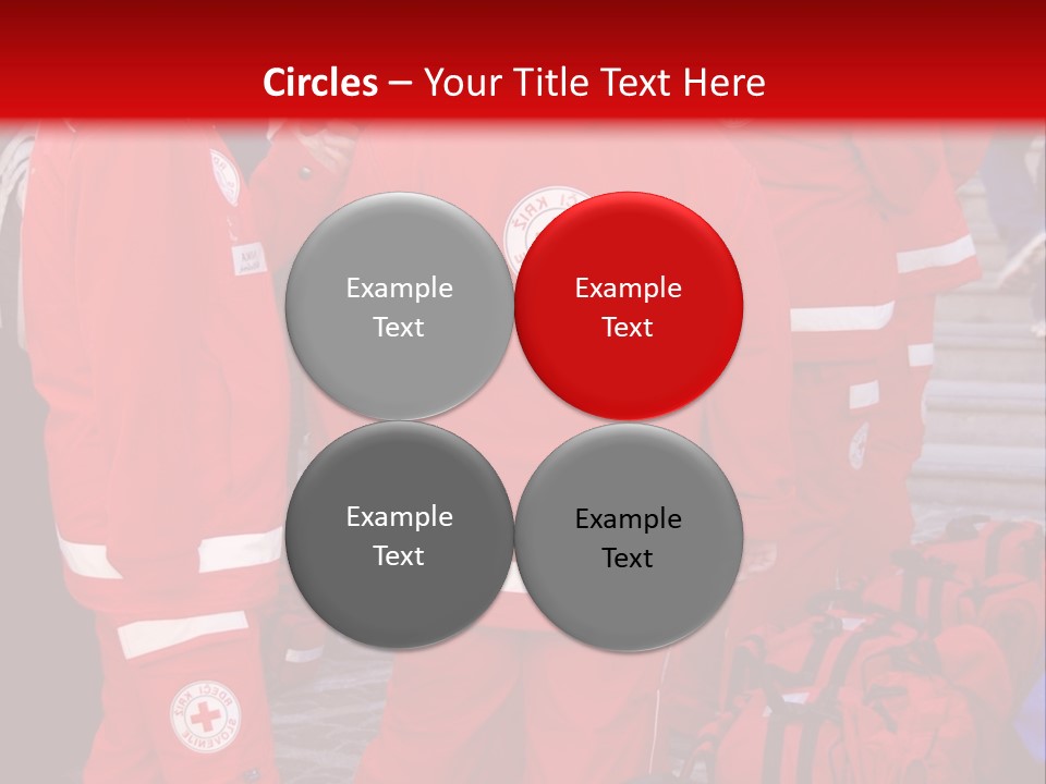 A Group Of People In Red Uniforms With Luggage PowerPoint Template