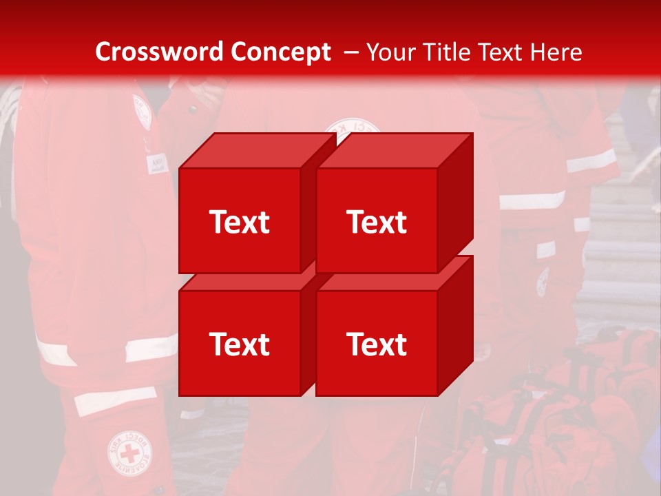 A Group Of People In Red Uniforms With Luggage PowerPoint Template