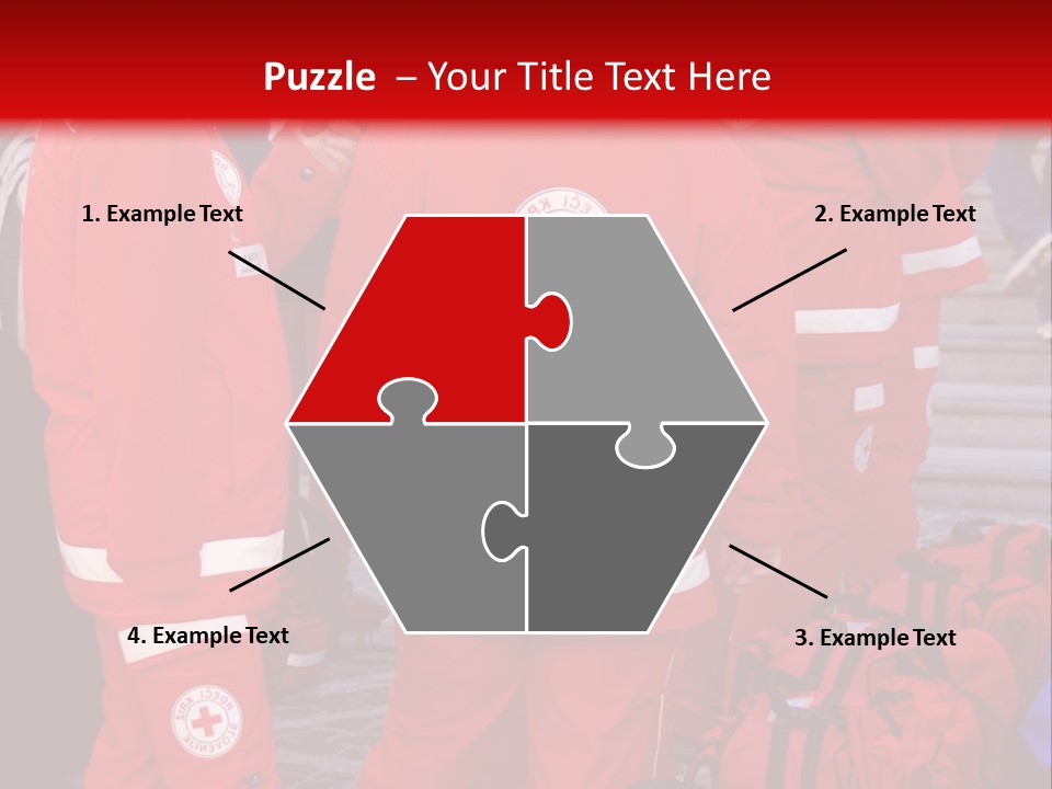 A Group Of People In Red Uniforms With Luggage PowerPoint Template