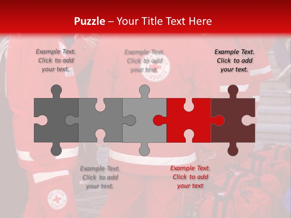 A Group Of People In Red Uniforms With Luggage PowerPoint Template