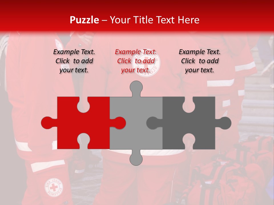 A Group Of People In Red Uniforms With Luggage PowerPoint Template