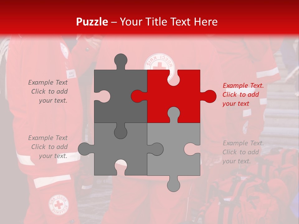 A Group Of People In Red Uniforms With Luggage PowerPoint Template