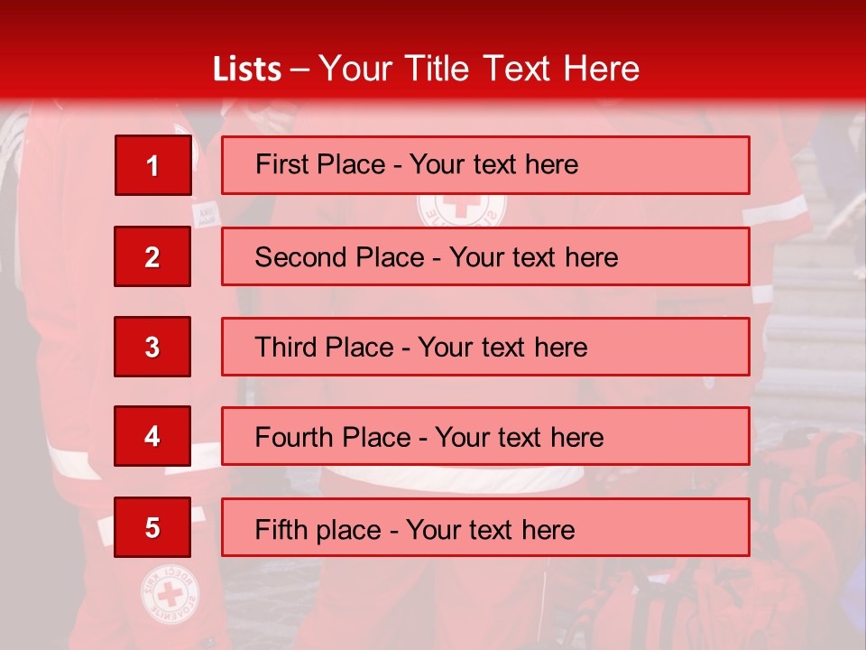 A Group Of People In Red Uniforms With Luggage PowerPoint Template