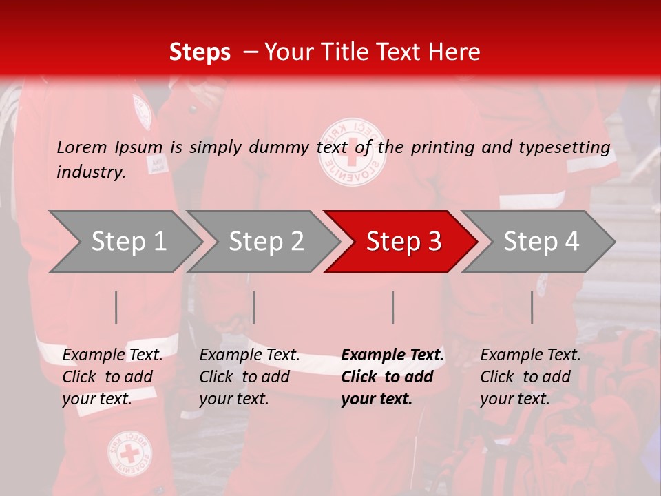 A Group Of People In Red Uniforms With Luggage PowerPoint Template