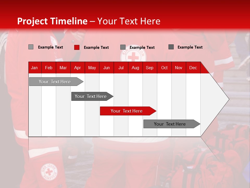 A Group Of People In Red Uniforms With Luggage PowerPoint Template