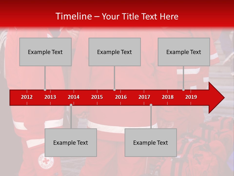 A Group Of People In Red Uniforms With Luggage PowerPoint Template
