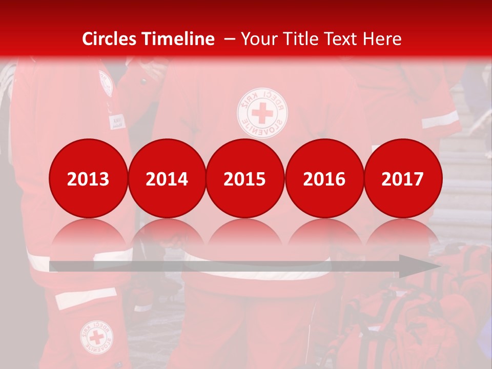 A Group Of People In Red Uniforms With Luggage PowerPoint Template