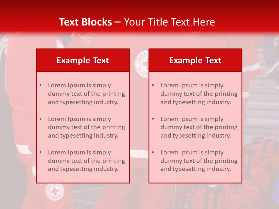 A Group Of People In Red Uniforms With Luggage PowerPoint Template