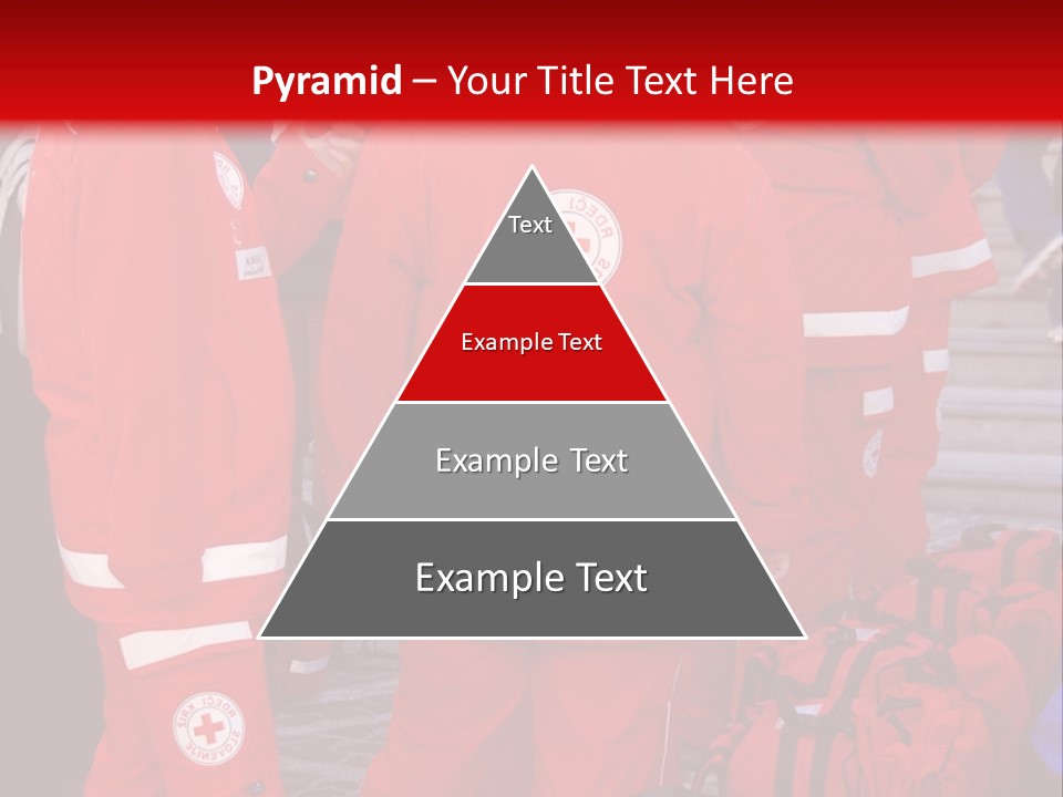 A Group Of People In Red Uniforms With Luggage PowerPoint Template