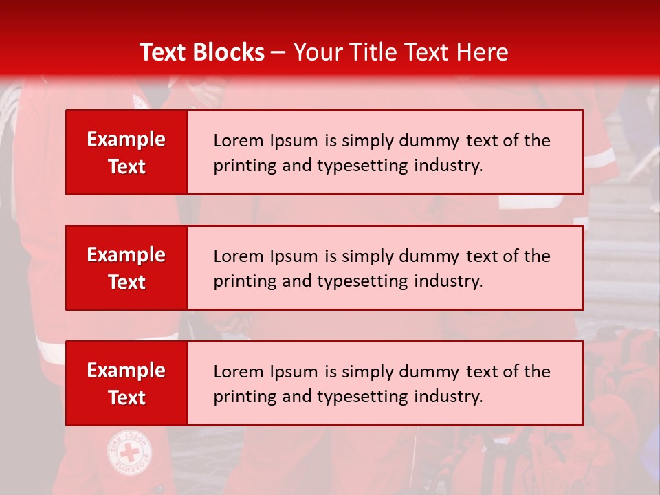 A Group Of People In Red Uniforms With Luggage PowerPoint Template