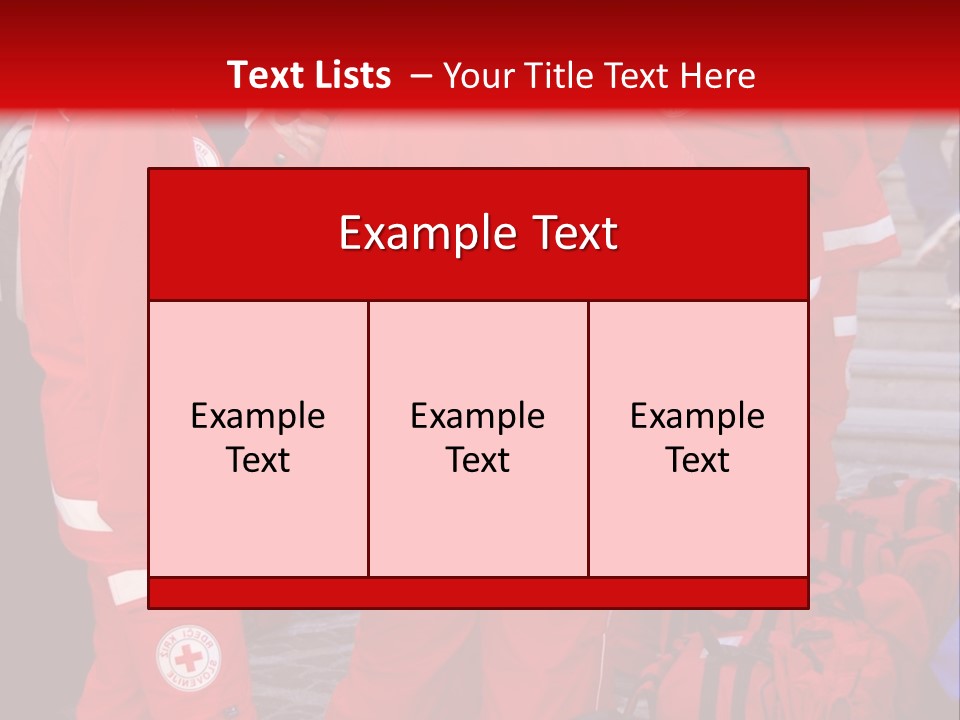 A Group Of People In Red Uniforms With Luggage PowerPoint Template