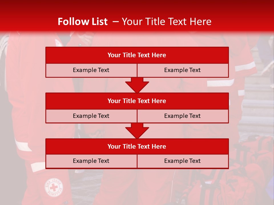 A Group Of People In Red Uniforms With Luggage PowerPoint Template