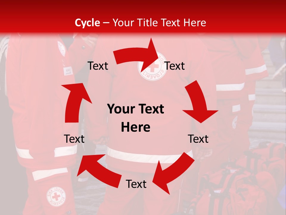 A Group Of People In Red Uniforms With Luggage PowerPoint Template