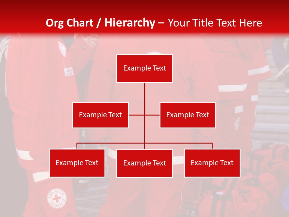 A Group Of People In Red Uniforms With Luggage PowerPoint Template