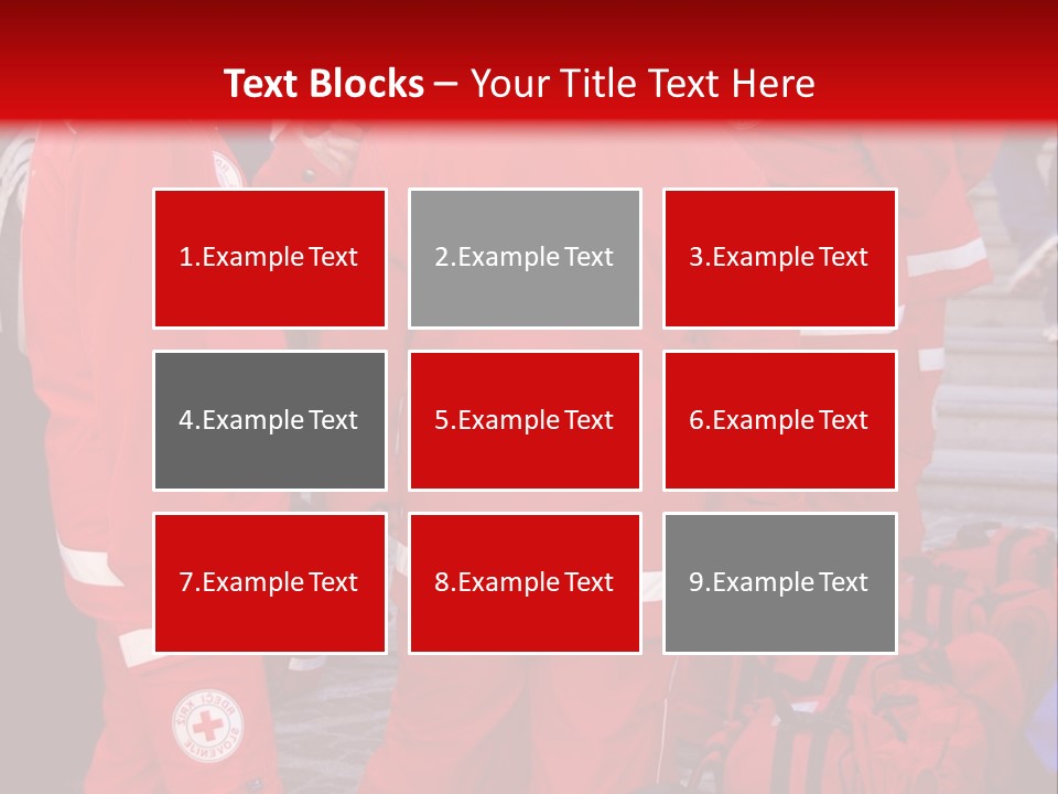 A Group Of People In Red Uniforms With Luggage PowerPoint Template