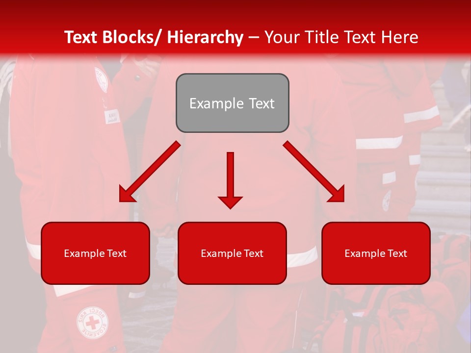 A Group Of People In Red Uniforms With Luggage PowerPoint Template