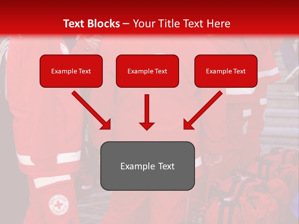 A Group Of People In Red Uniforms With Luggage PowerPoint Template