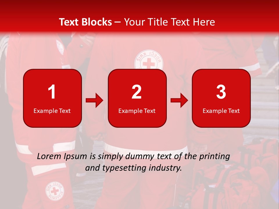 A Group Of People In Red Uniforms With Luggage PowerPoint Template