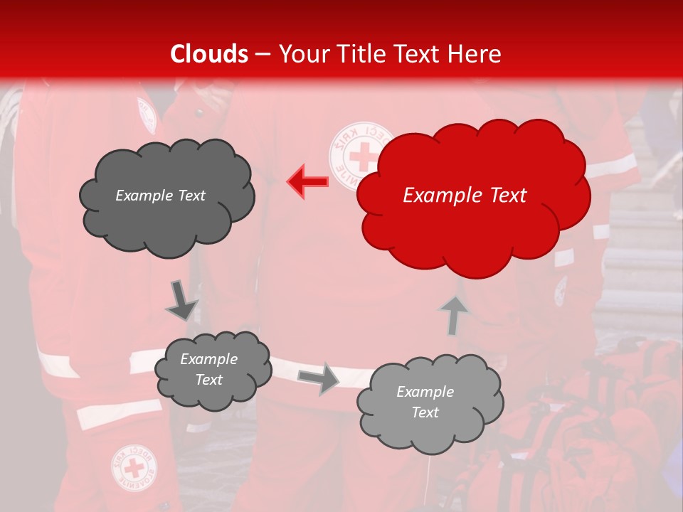 A Group Of People In Red Uniforms With Luggage PowerPoint Template