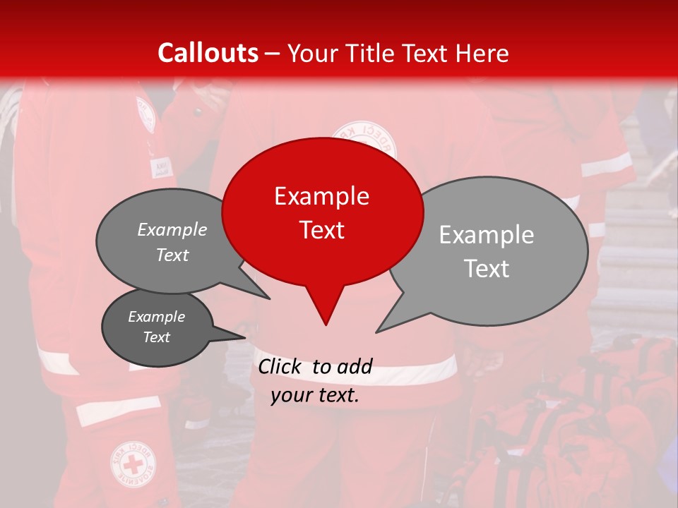 A Group Of People In Red Uniforms With Luggage PowerPoint Template