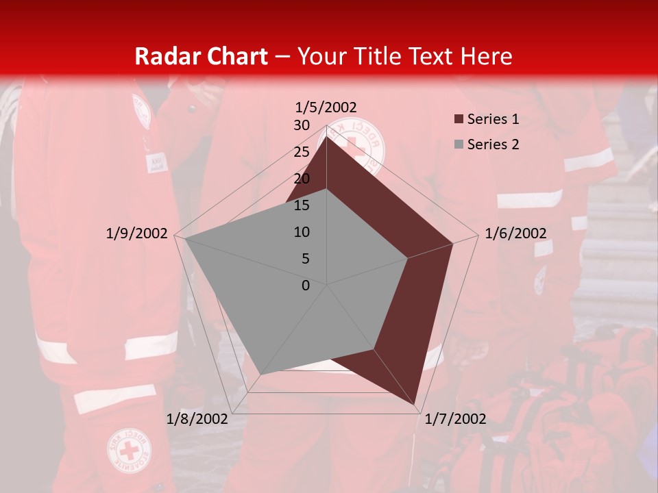 A Group Of People In Red Uniforms With Luggage PowerPoint Template