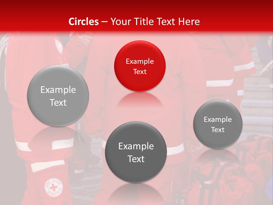 A Group Of People In Red Uniforms With Luggage PowerPoint Template