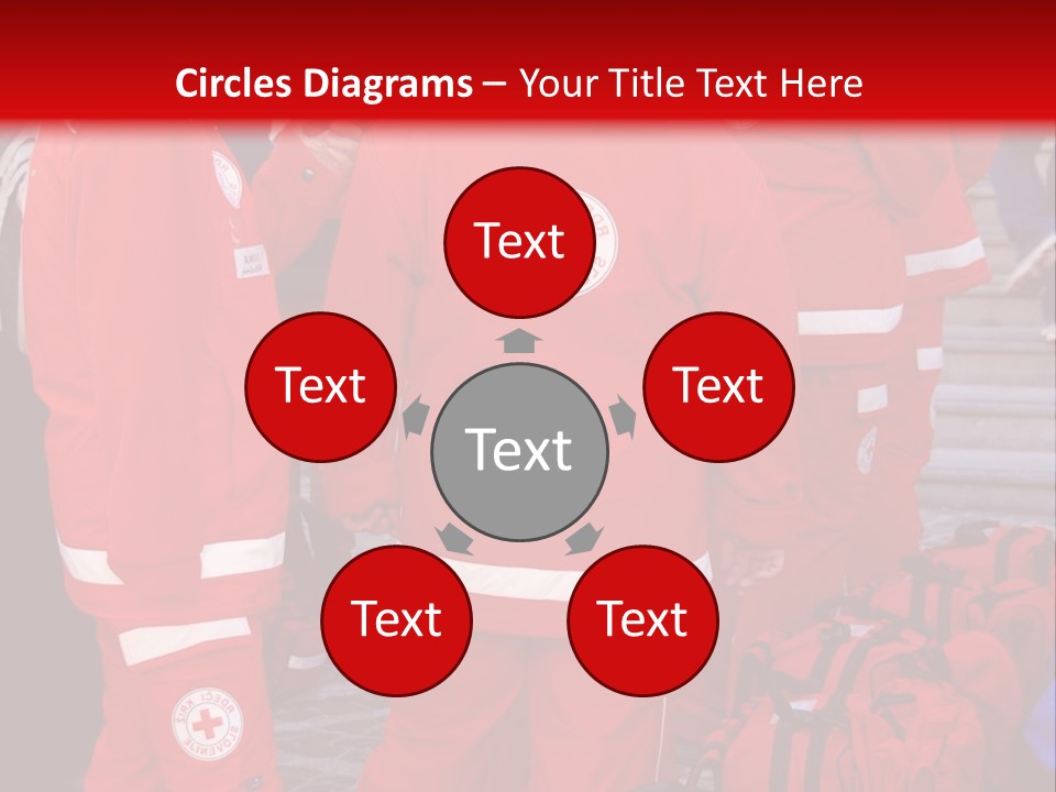 A Group Of People In Red Uniforms With Luggage PowerPoint Template