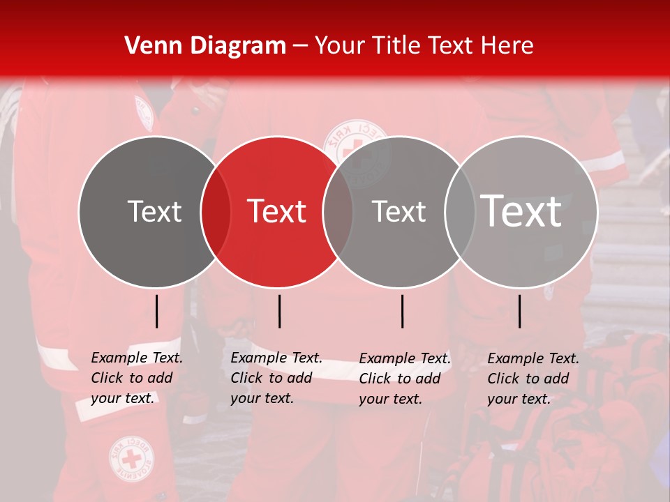 A Group Of People In Red Uniforms With Luggage PowerPoint Template