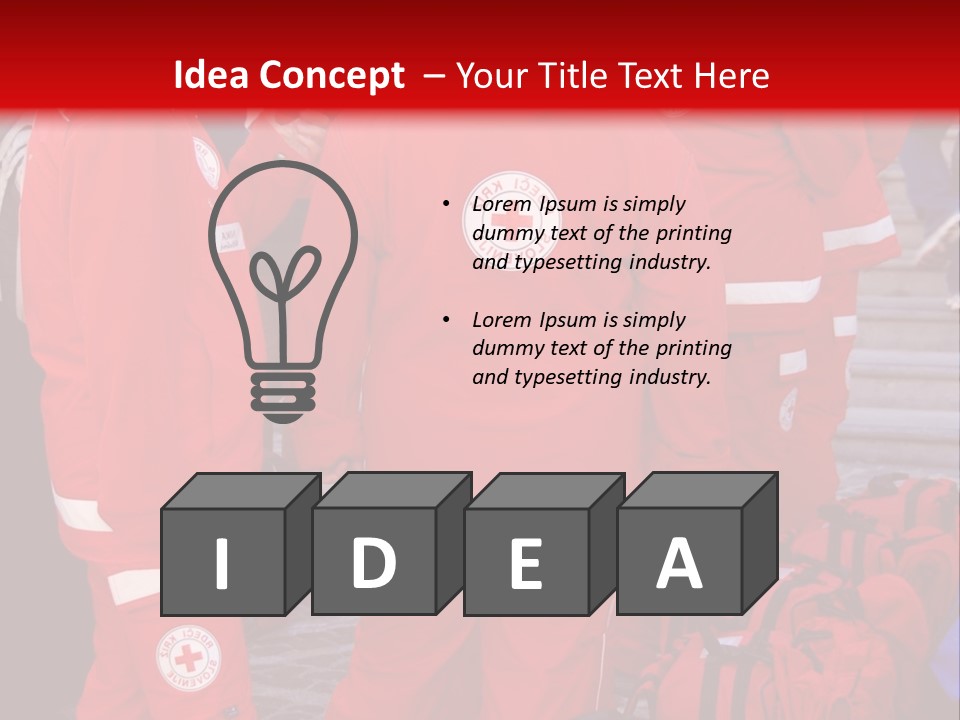 A Group Of People In Red Uniforms With Luggage PowerPoint Template