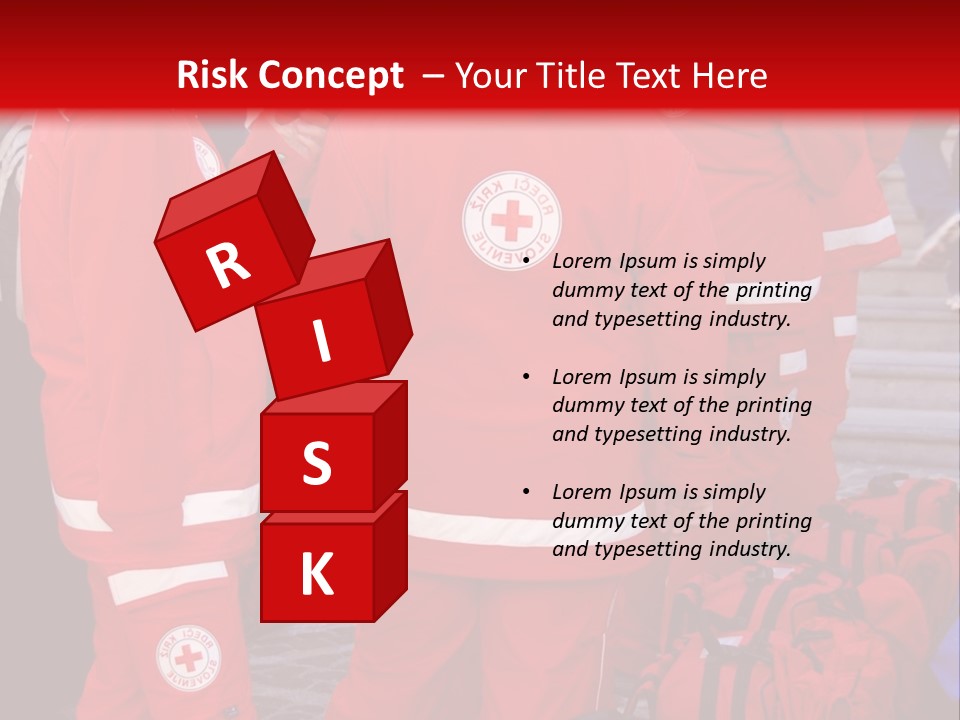 A Group Of People In Red Uniforms With Luggage PowerPoint Template