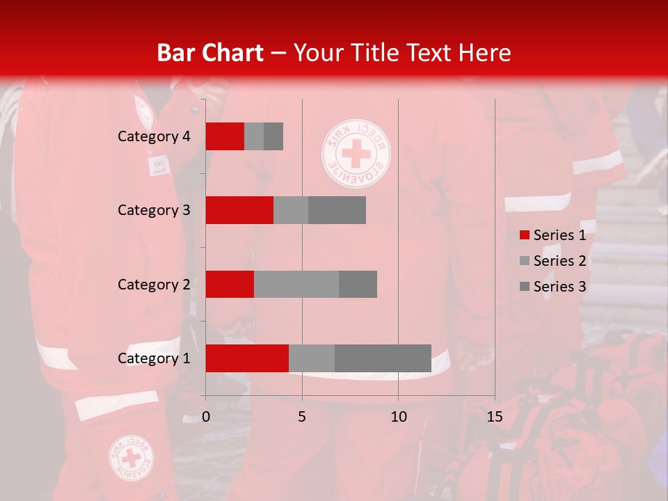 A Group Of People In Red Uniforms With Luggage PowerPoint Template