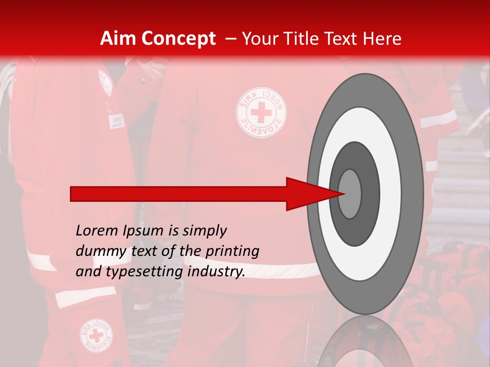 A Group Of People In Red Uniforms With Luggage PowerPoint Template