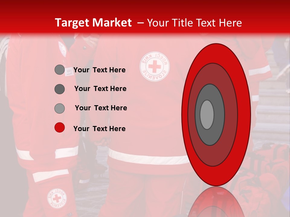 A Group Of People In Red Uniforms With Luggage PowerPoint Template