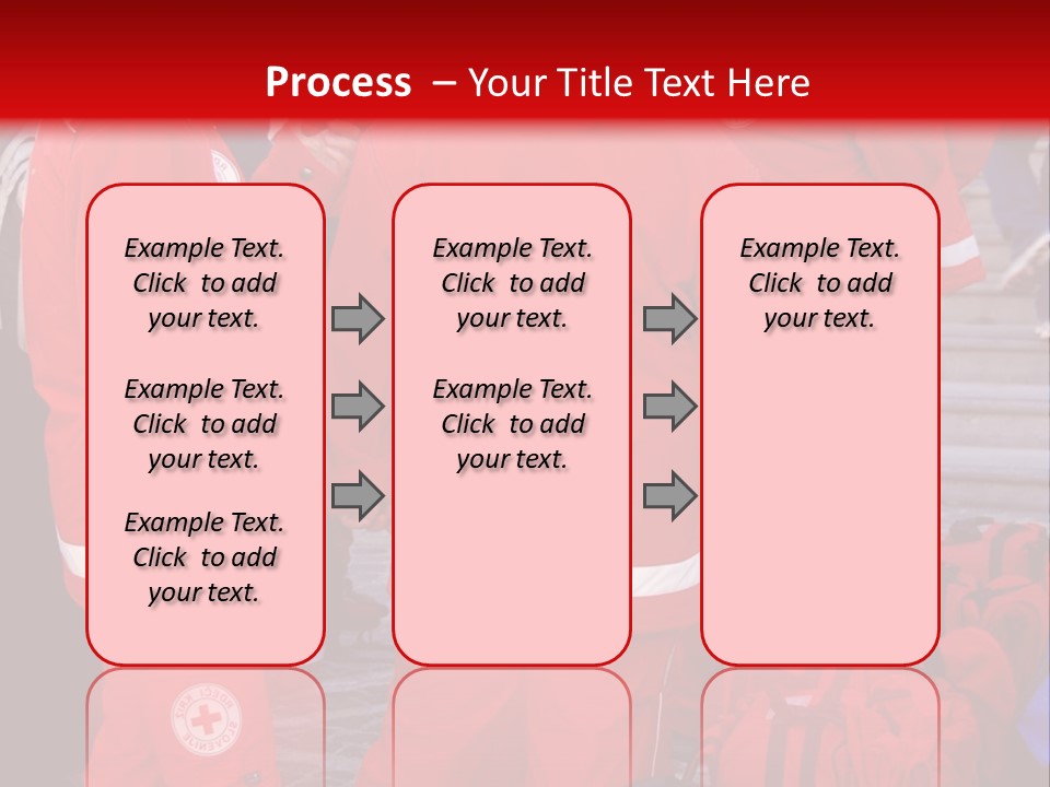 A Group Of People In Red Uniforms With Luggage PowerPoint Template