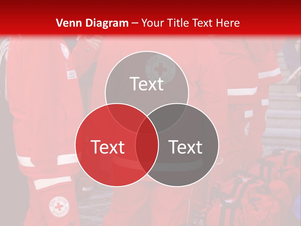 A Group Of People In Red Uniforms With Luggage PowerPoint Template